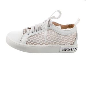 Ermanno Scervino White Low Top Mesh Lace-Up Sneakers